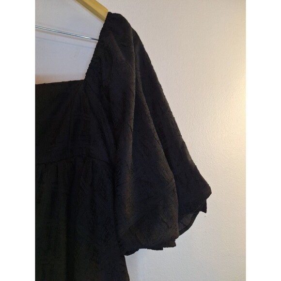 SWEET LEMON Black Puff Sleeve Babydoll Mini Dress Sz M Whimsy Goth Witchy Mature - Picture 8 of 11